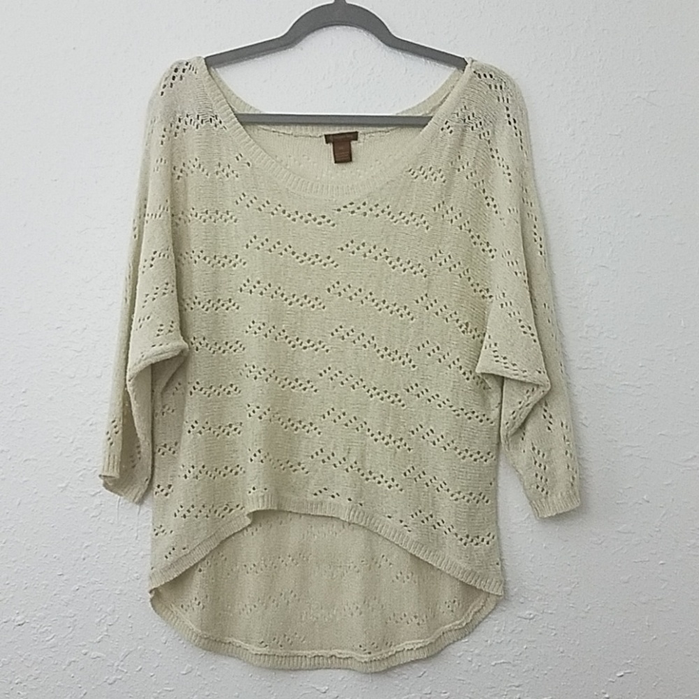 𝅺copperkey cream sweater XL loose knit high low hem